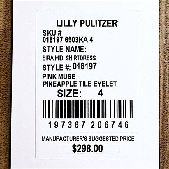 Lilly Pulitzer Eira Midi Shirtdress in Pink Muse/Pineapple Eyelet NWT - Size 4 - Picture 7 of 8